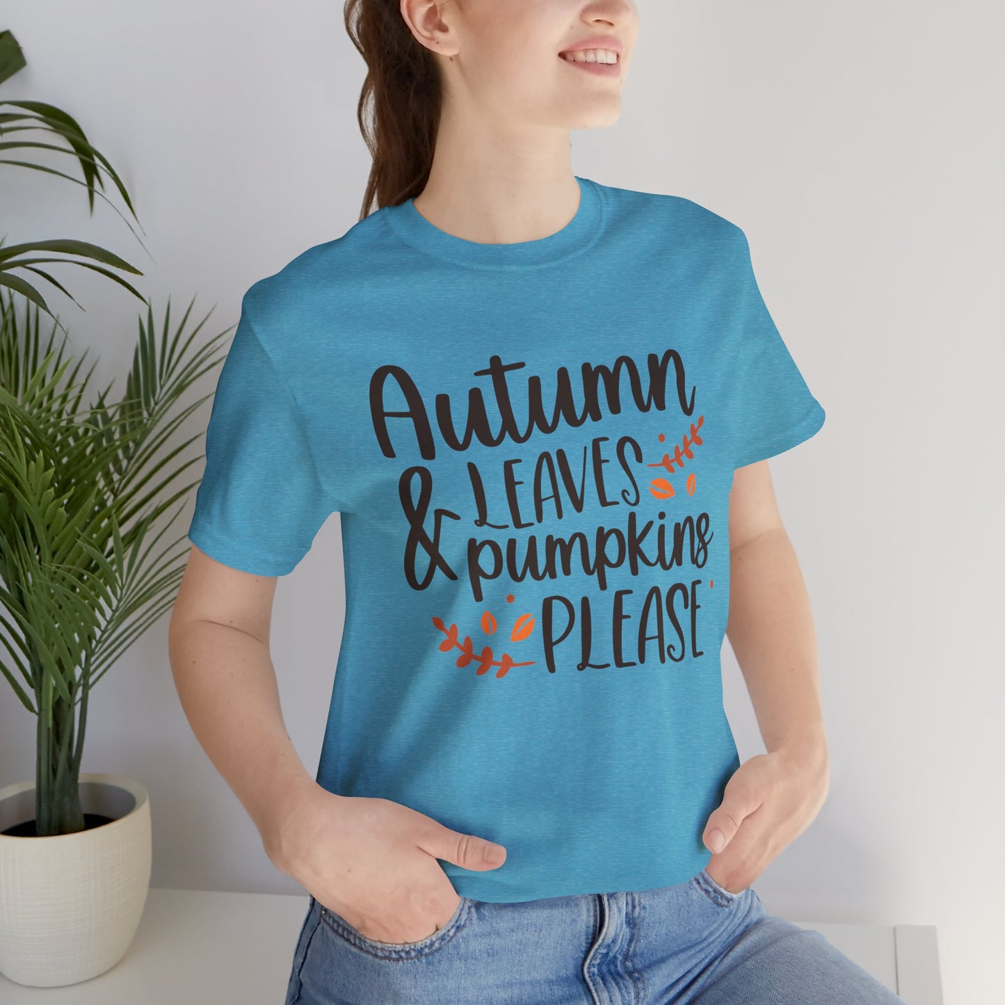 Autumn Leaves & Pumpkins Please Jersey Short Sleeve Tee