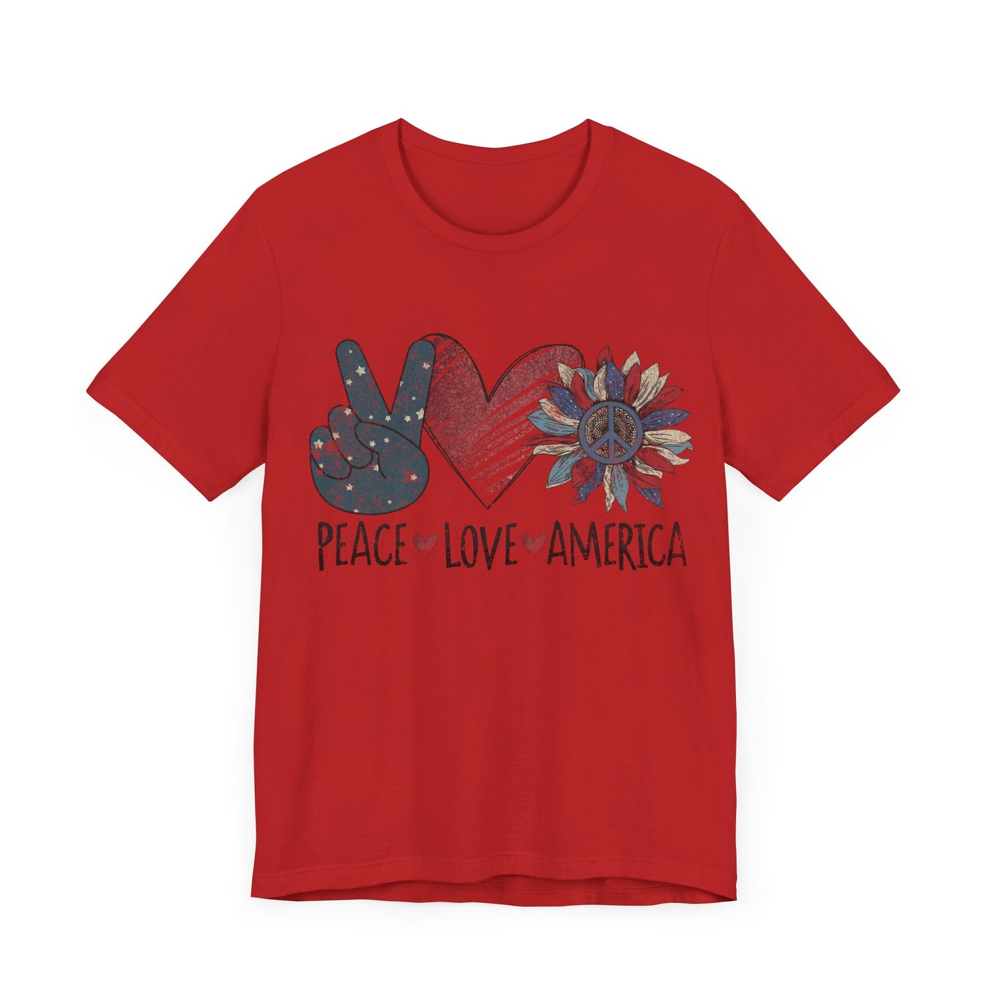 Peace Love America Jersey Short Sleeve Tee