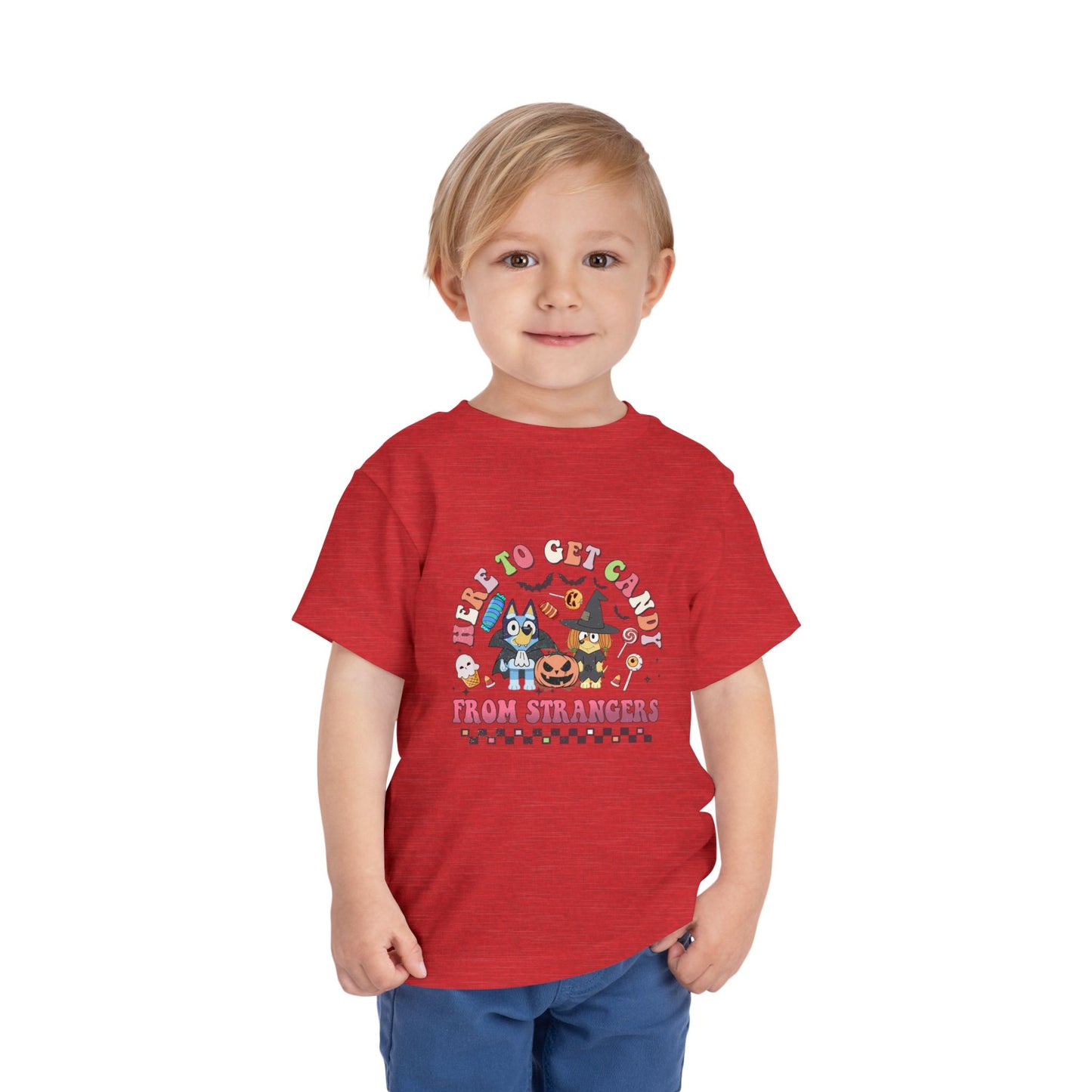 Here to get Candy from Strangers Toddler Short Sleeve Tee