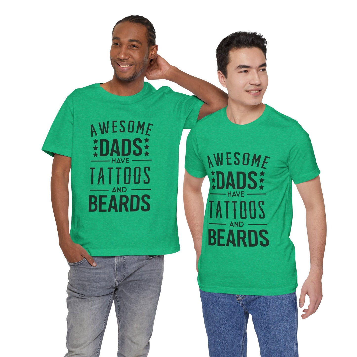 Awesome Dads Have Tattoos and Beards Jersey Short Sleeve Tee
