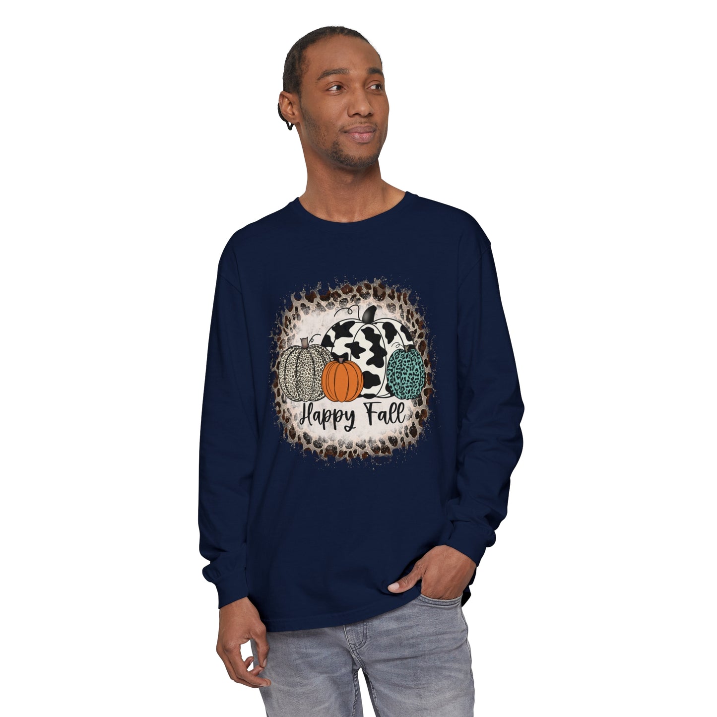 Happy Fall Garment-dyed Long Sleeve T-Shirt