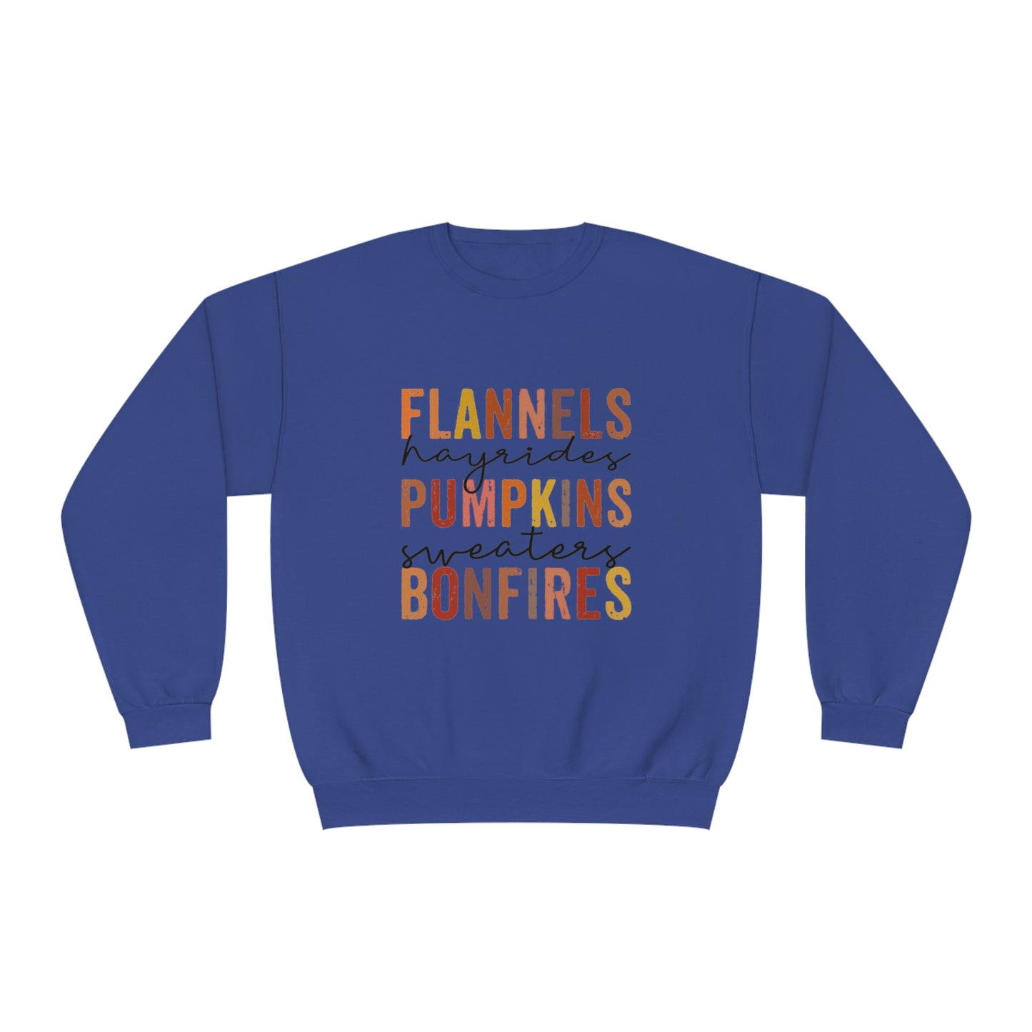 Flannels, Hayrides, Pumpkins, Sweaters, Bonfires Crewneck Sweatshirt