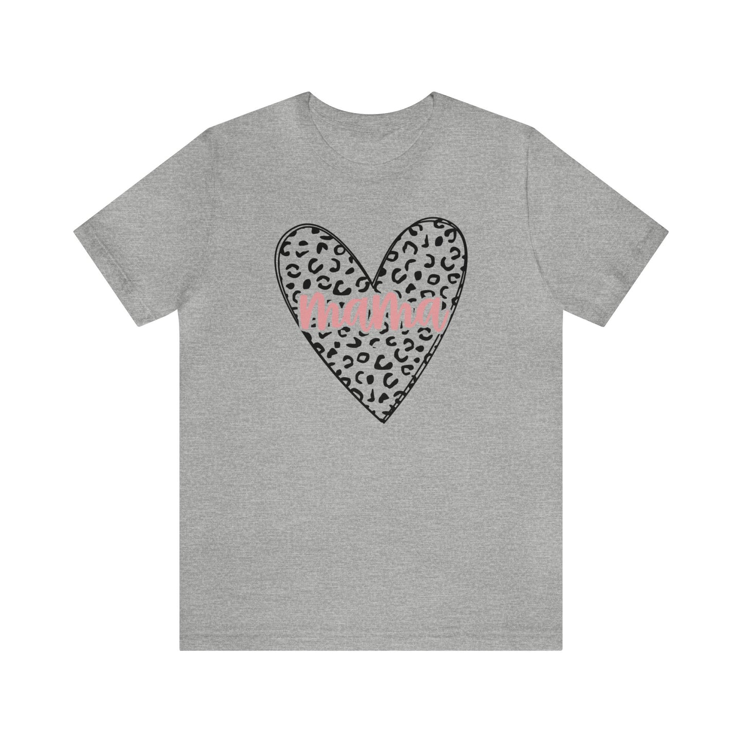 Mama Leopard print heart short sleeve tshirt