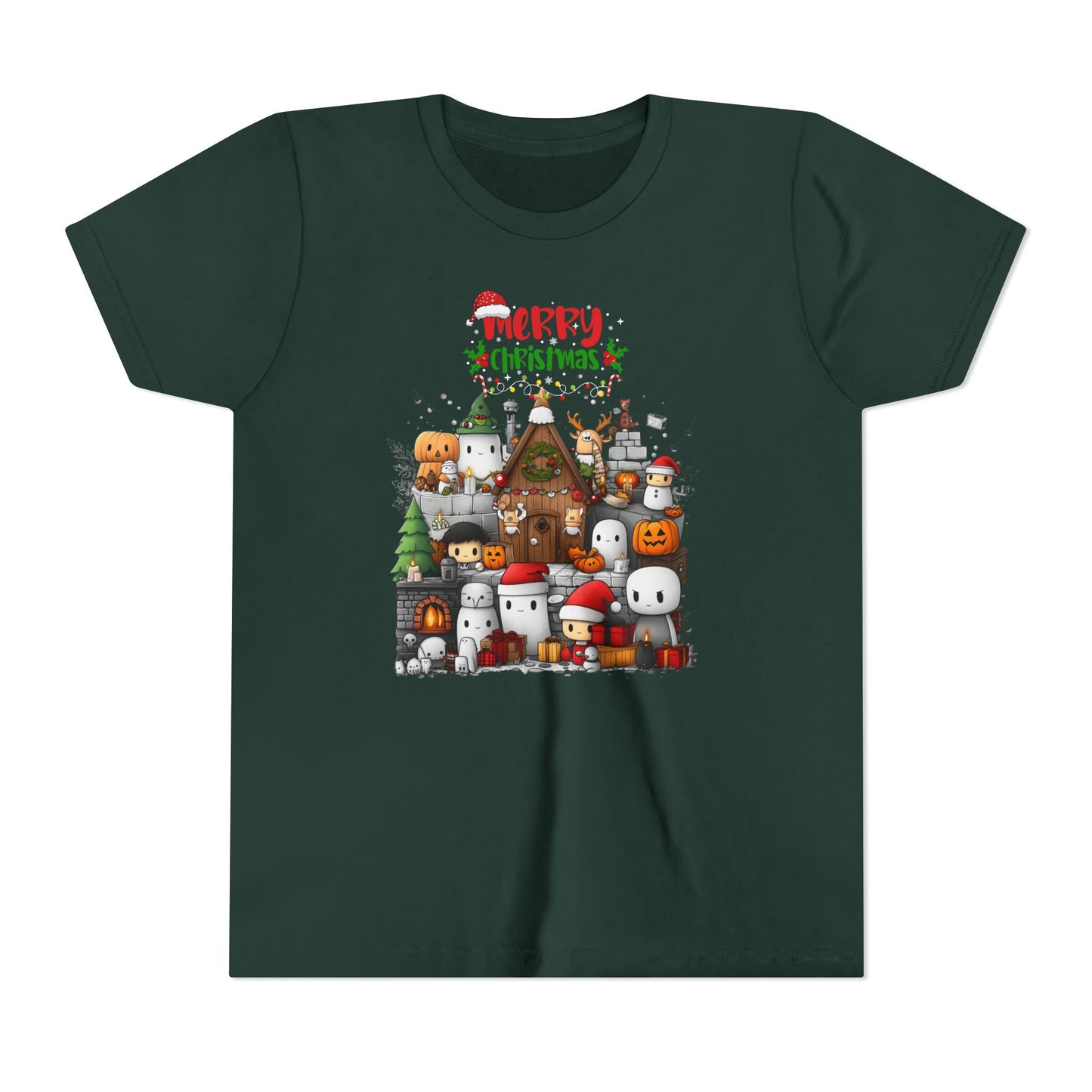 Merry Mine-craft Christmas Youth Short Sleeve Tee