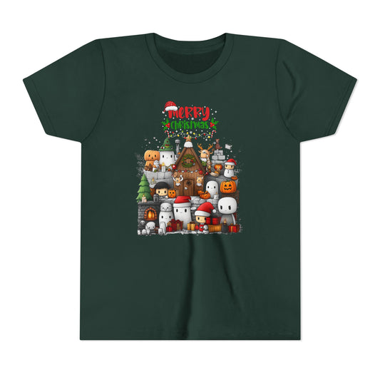 Merry Mine-craft Christmas Youth Short Sleeve Tee