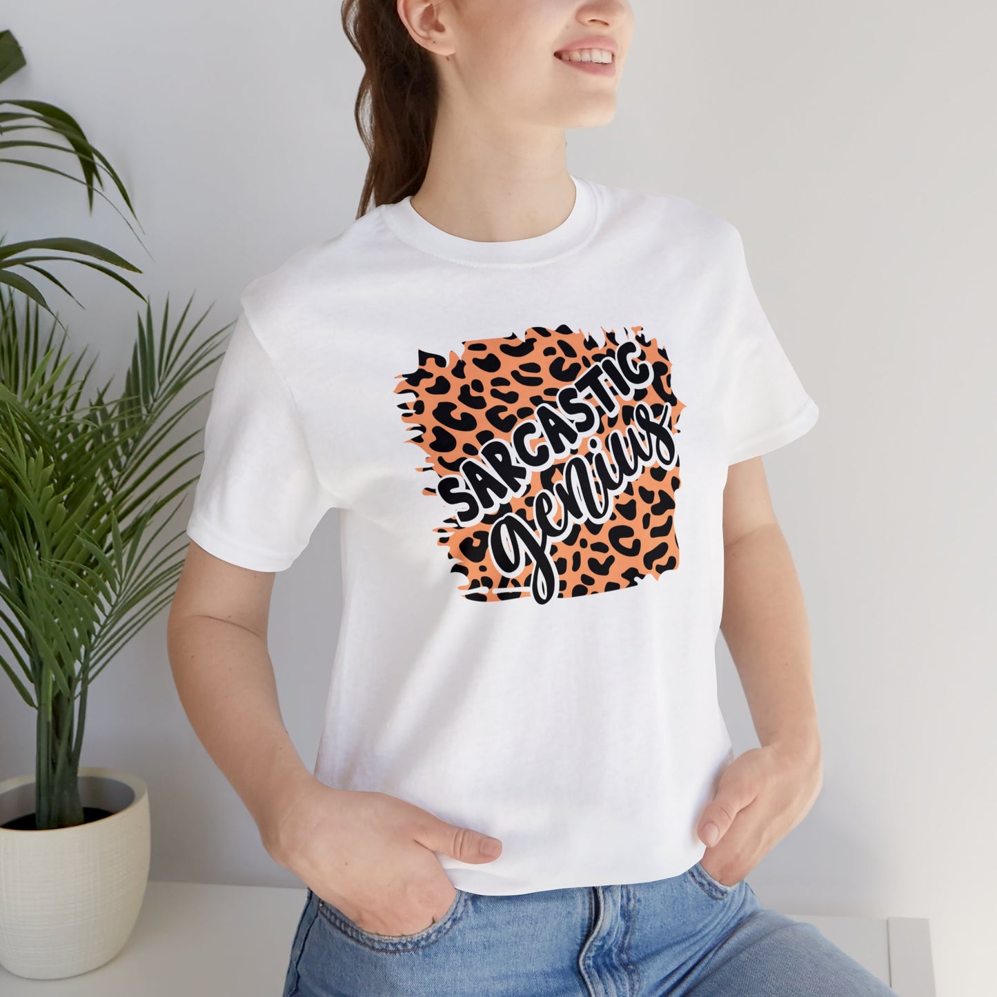 Sarcastic Genius leopard print short sleeve Tshirt