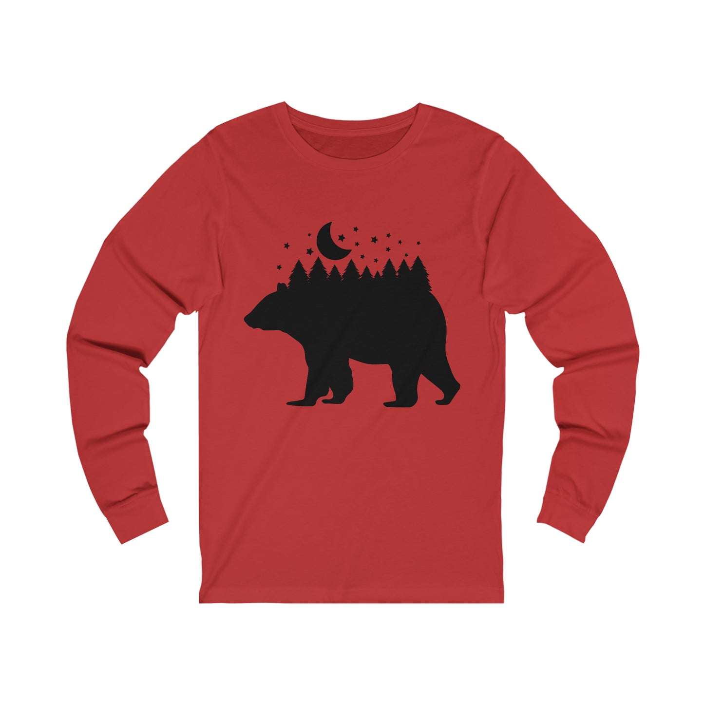 Bear - Forest - Night Sky Long Sleeve Tshirt