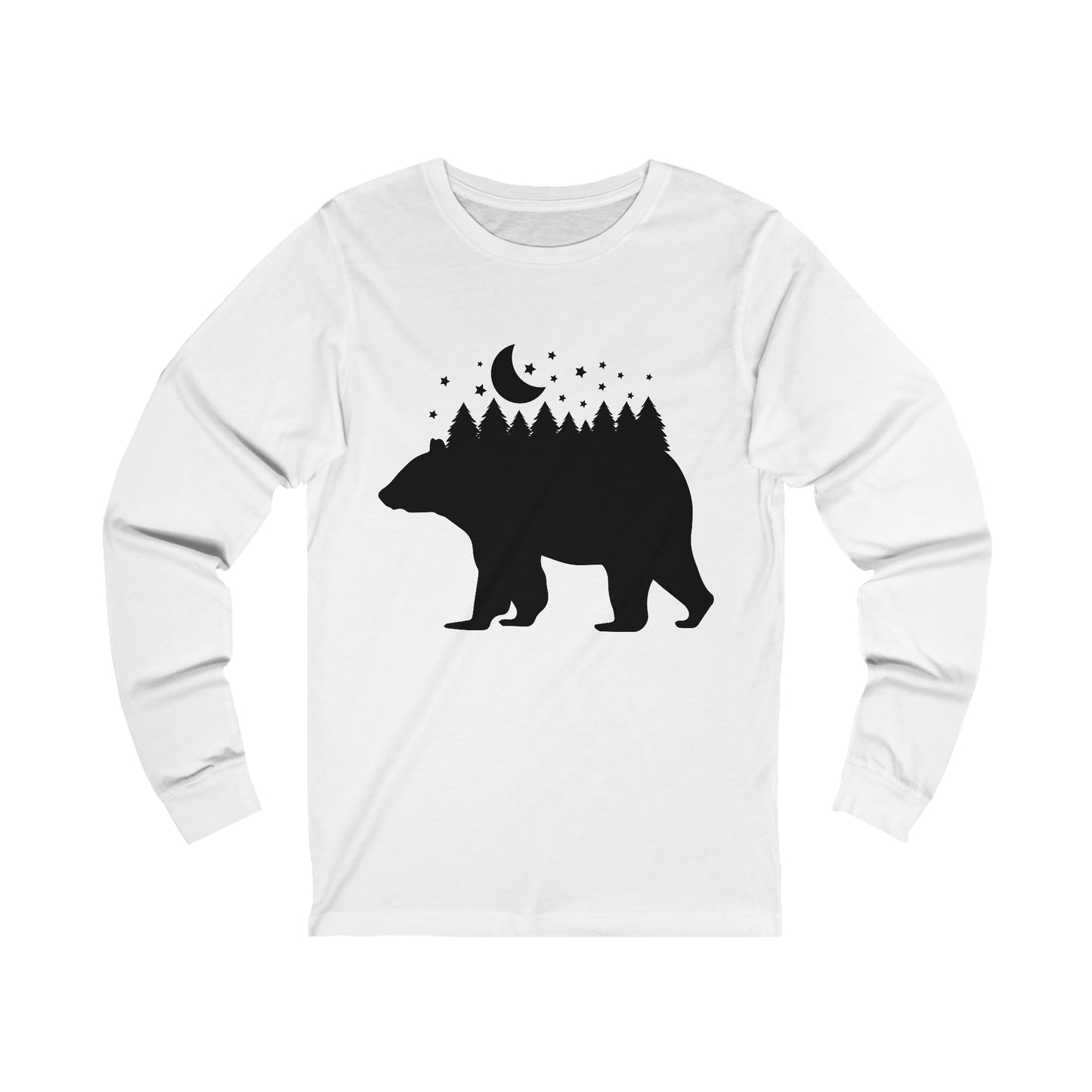 Bear - Forest - Night Sky Long Sleeve Tshirt