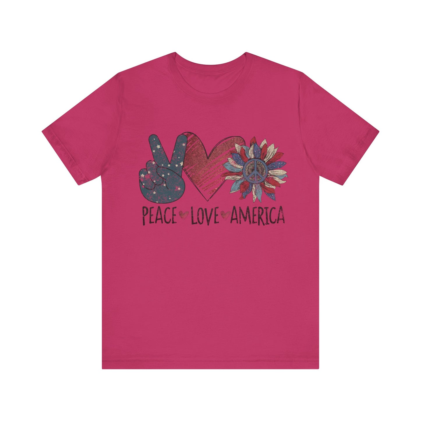 Peace Love America Jersey Short Sleeve Tee