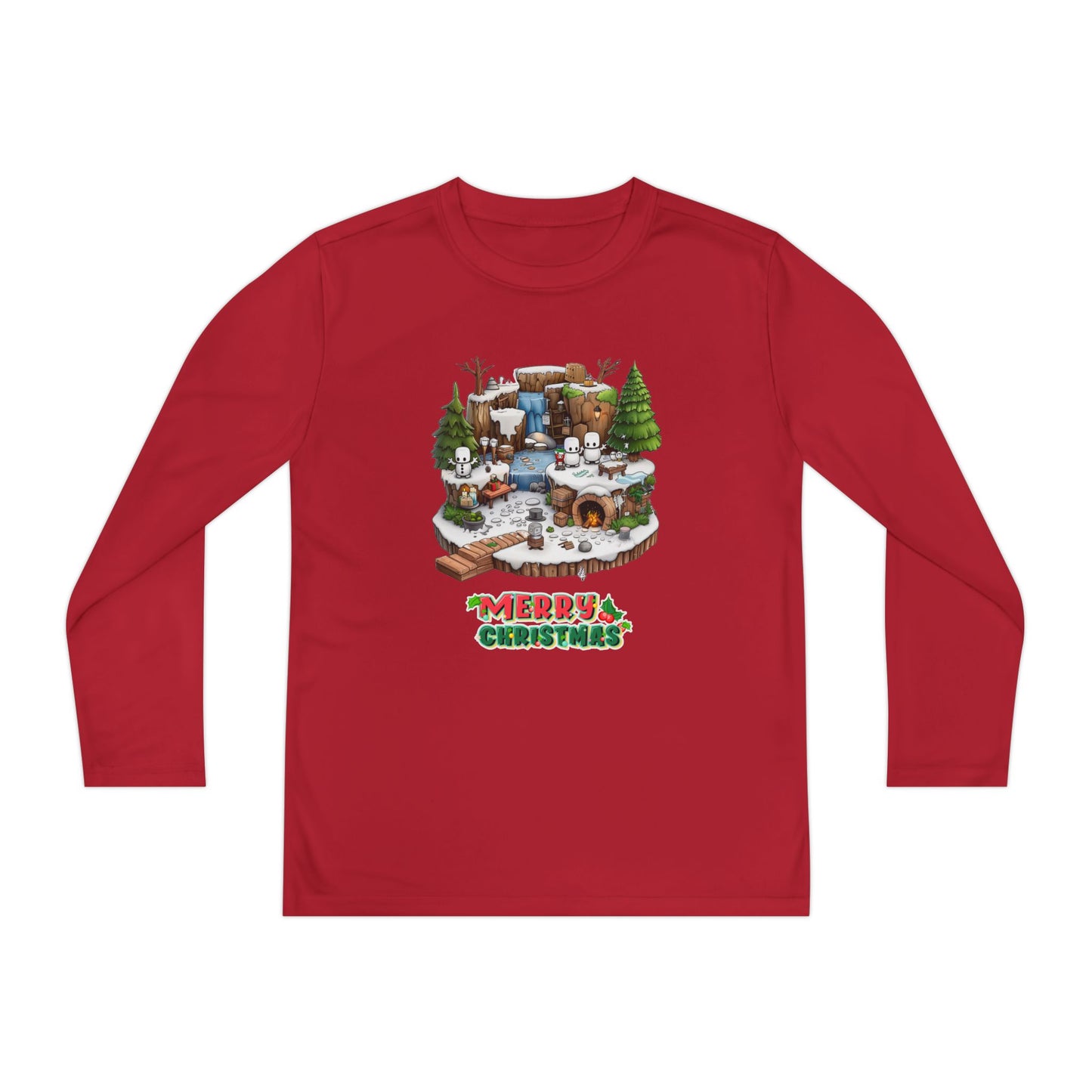 Merry Christmas Mine-craft Youth Long Sleeve Competitor Tee