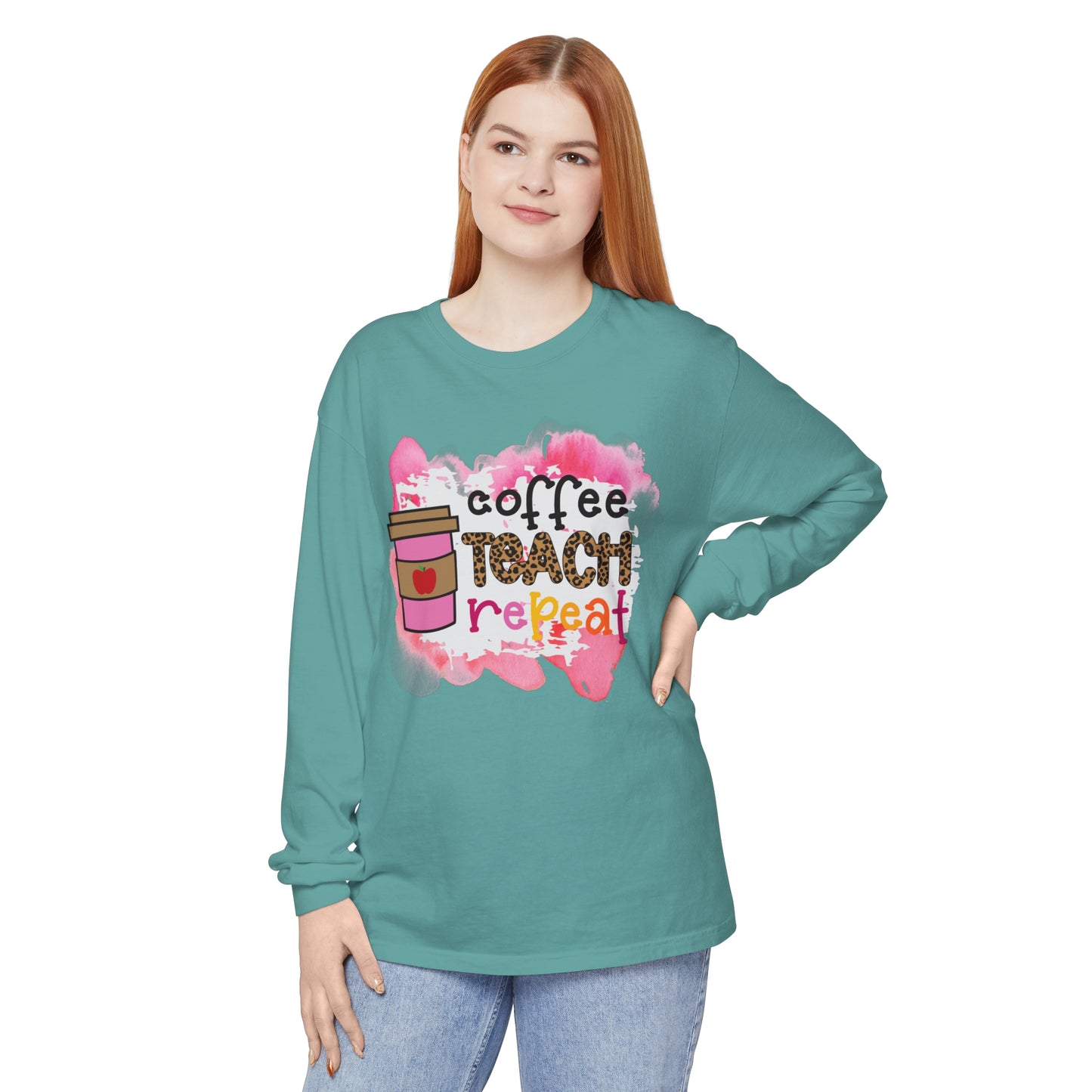 Coffee Teach Repeat Long Sleeve T-Shirt