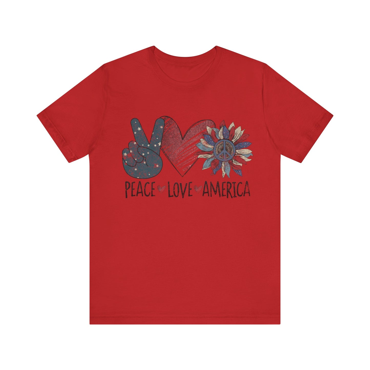 Peace Love America Jersey Short Sleeve Tee