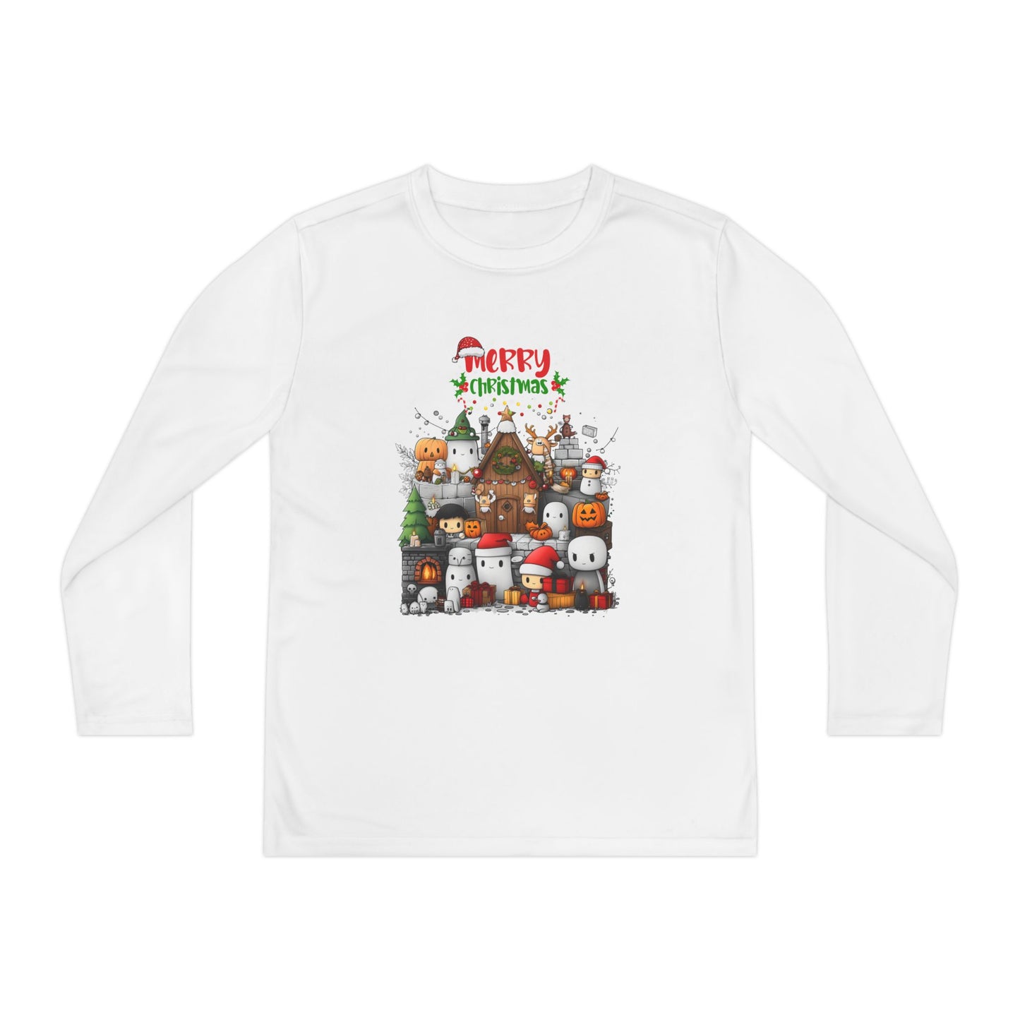 Merry Mine-craft Christmas Youth Long Sleeve Competitor Tee