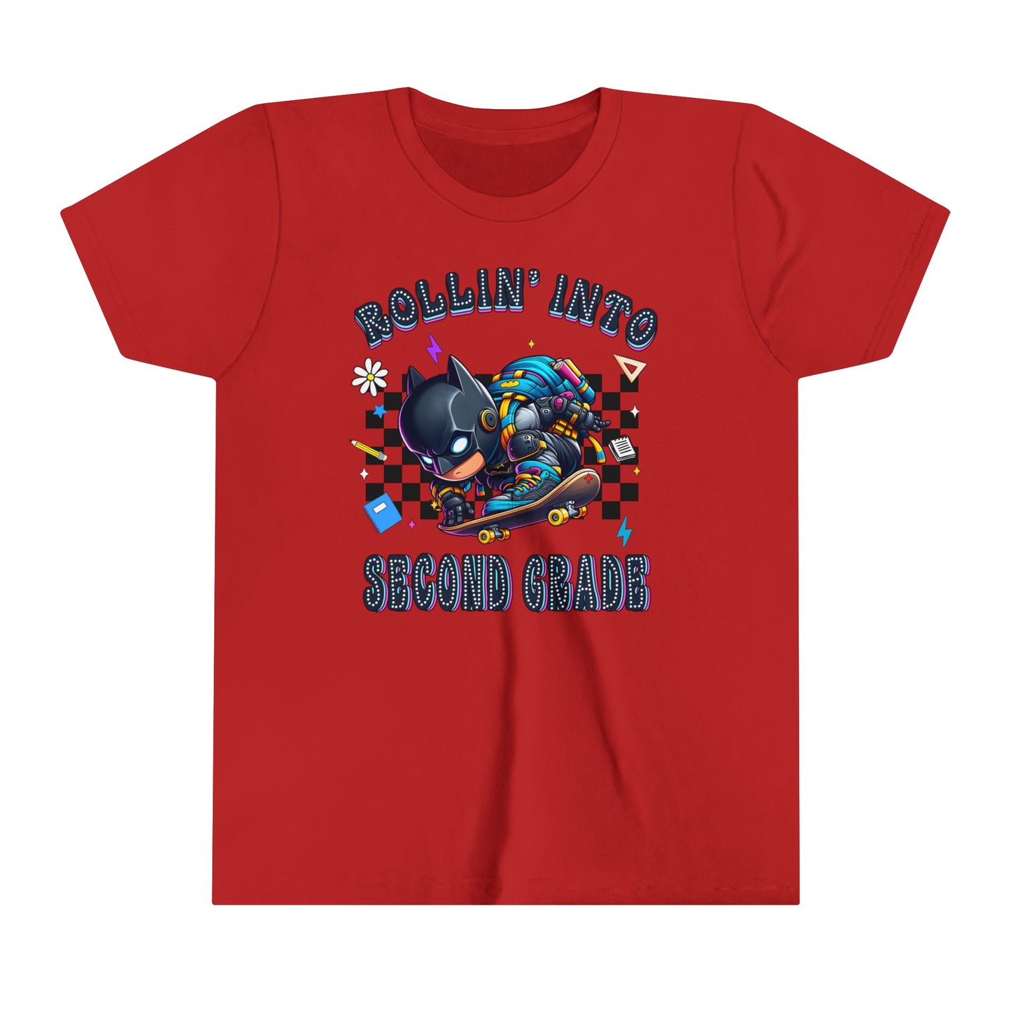 BATMAN - Rollin' Into 2nd Grade Youth Short Sleeve Tee
