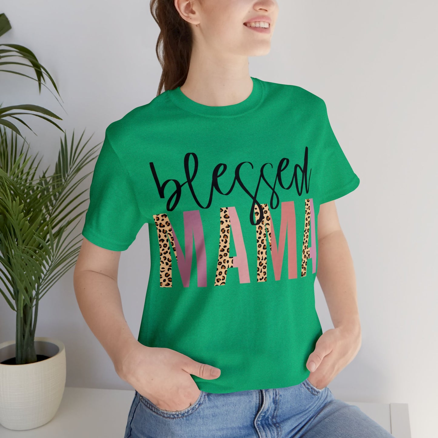 Blessed Mama Leopard print short sleeve tshirt