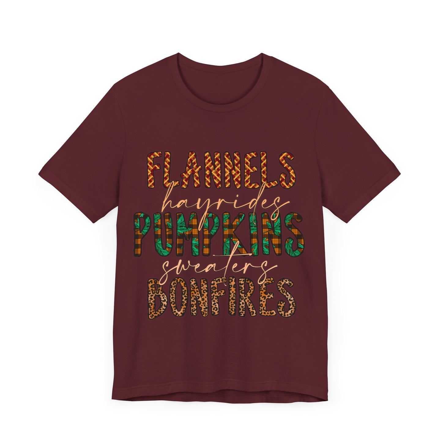 Flannels, Hayrides, Pumpkins, Sweaters, Bonfires Jersey Short Sleeve Tee