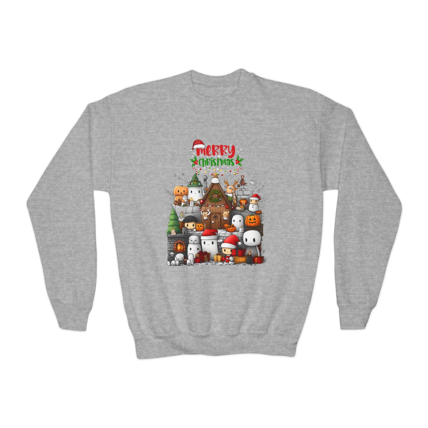 Merry Mine-craft Christmas Youth Crewneck Sweatshirt