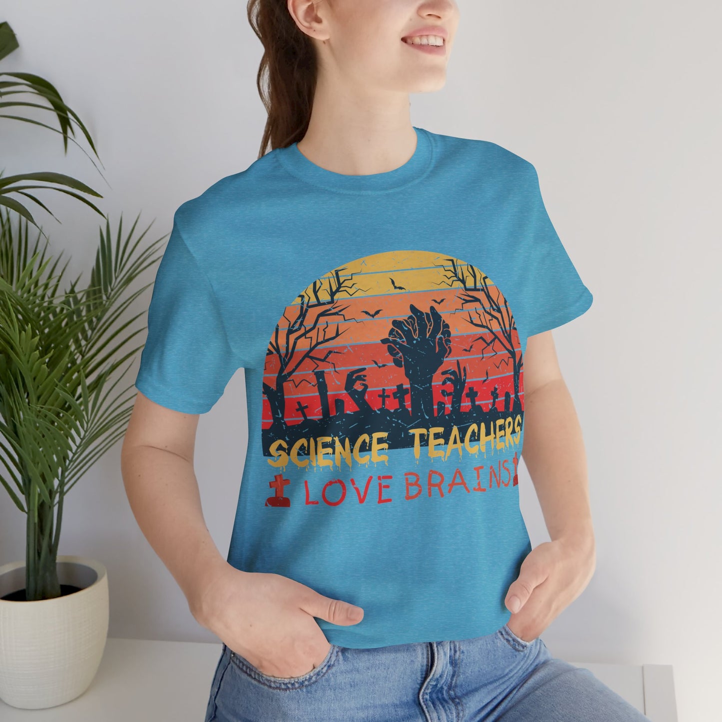 Science Teachers Love Brains Jersey Short Sleeve Tee