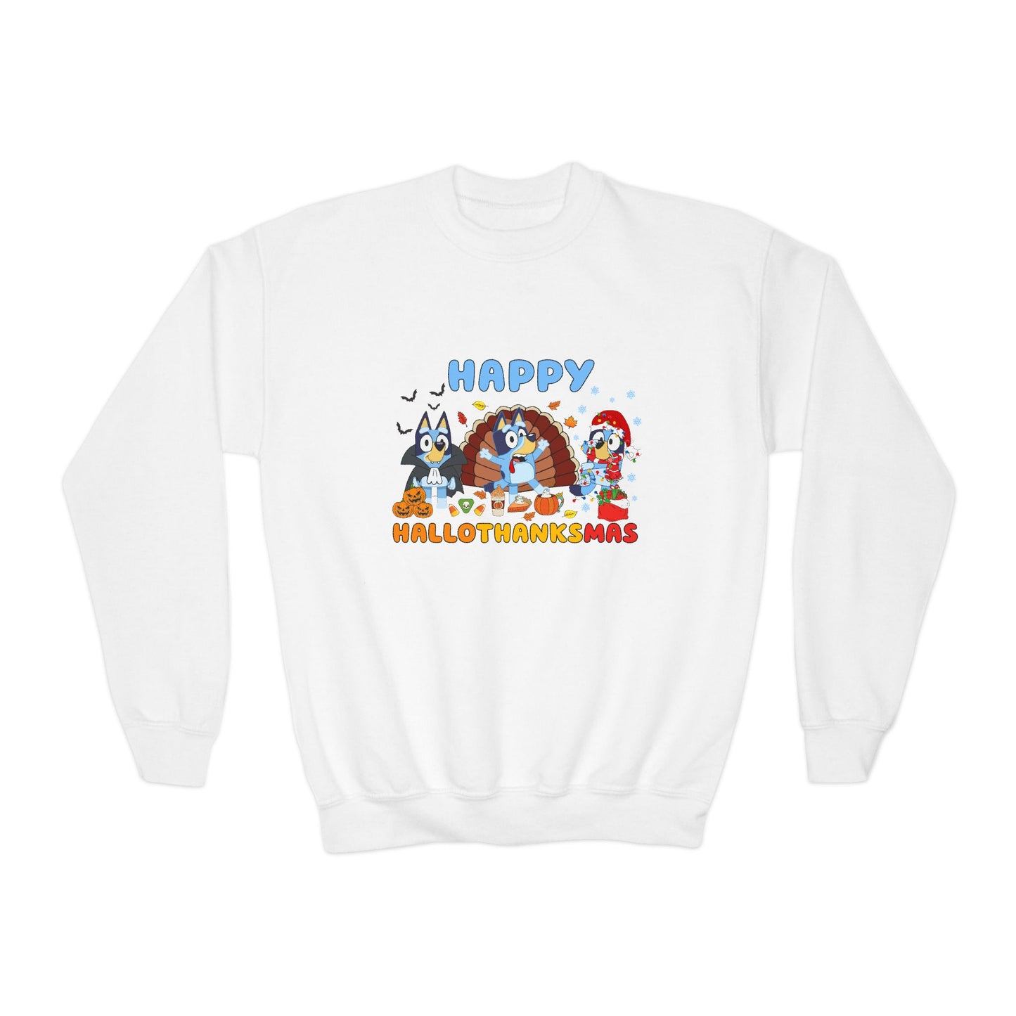 Happy Hallothanksmas Youth Crewneck Sweatshirt
