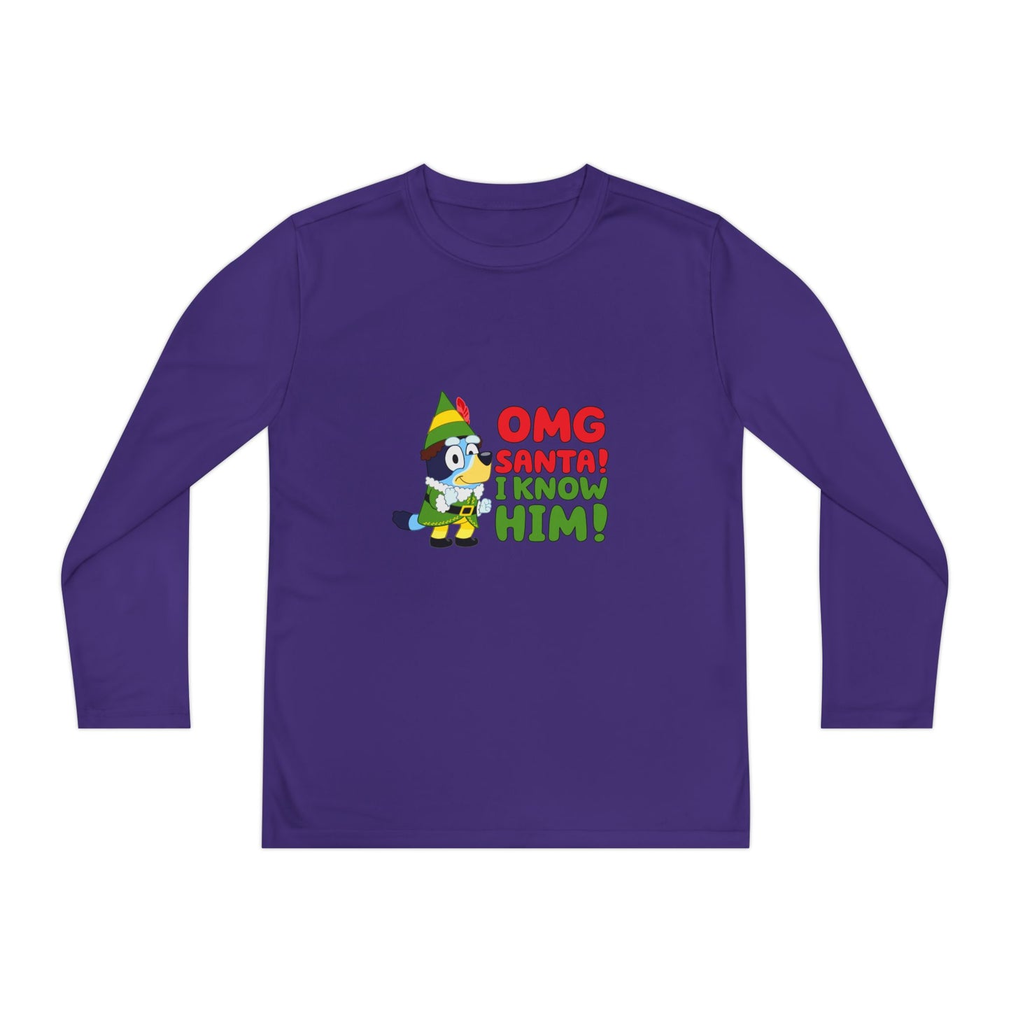 OMG Santa I know him Youth Long Sleeve Competitor Tee