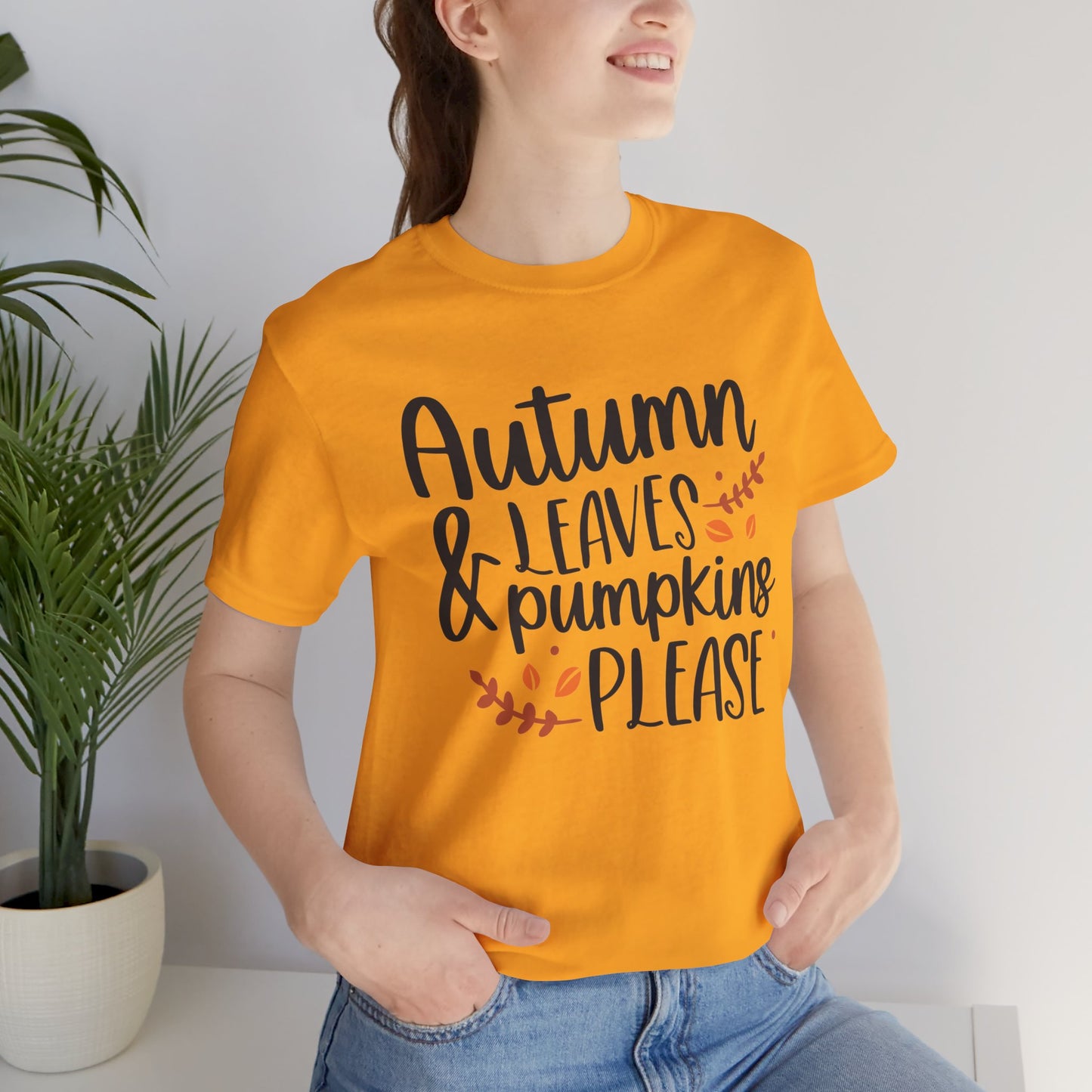 Autumn Leaves & Pumpkins Please Jersey Short Sleeve Tee