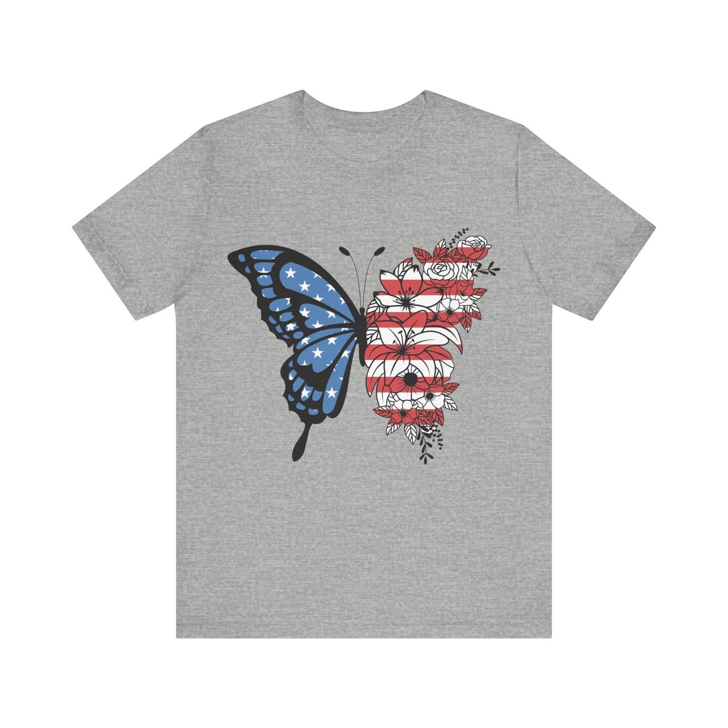 Red, White & Butterfly Jersey Short Sleeve Tee