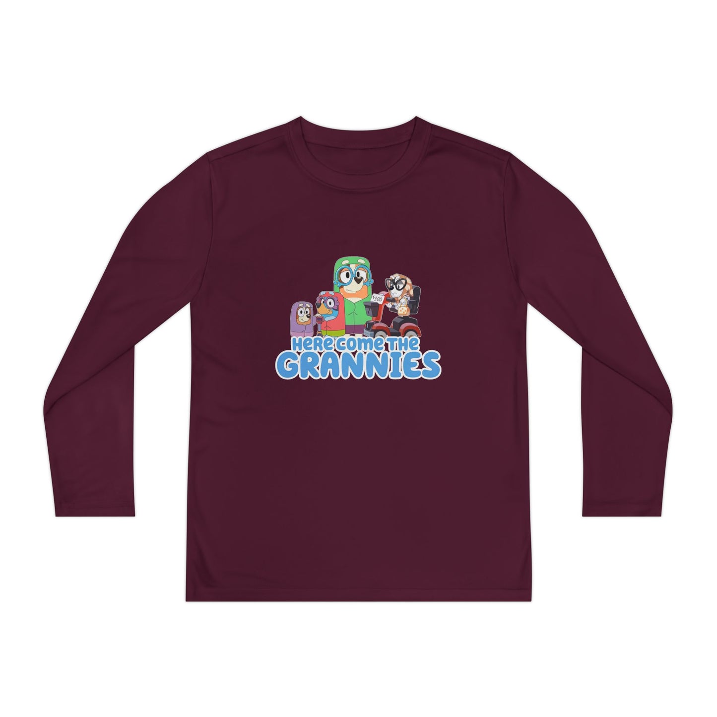 Here comes the grannies Youth Long Sleeve Competitor Tee