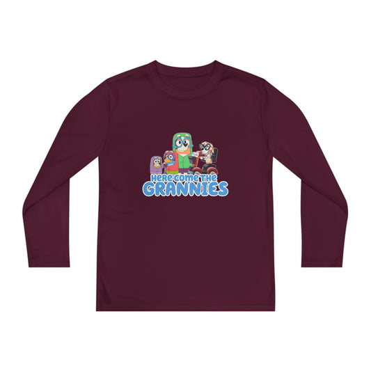 Here comes the grannies Youth Long Sleeve Competitor Tee
