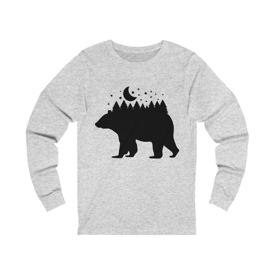 Bear - Forest - Night Sky Long Sleeve Tshirt