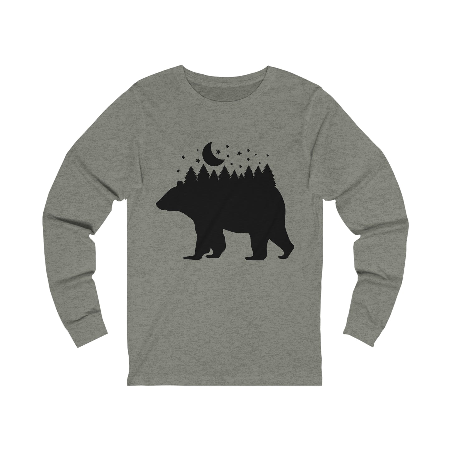 Bear - Forest - Night Sky Long Sleeve Tshirt