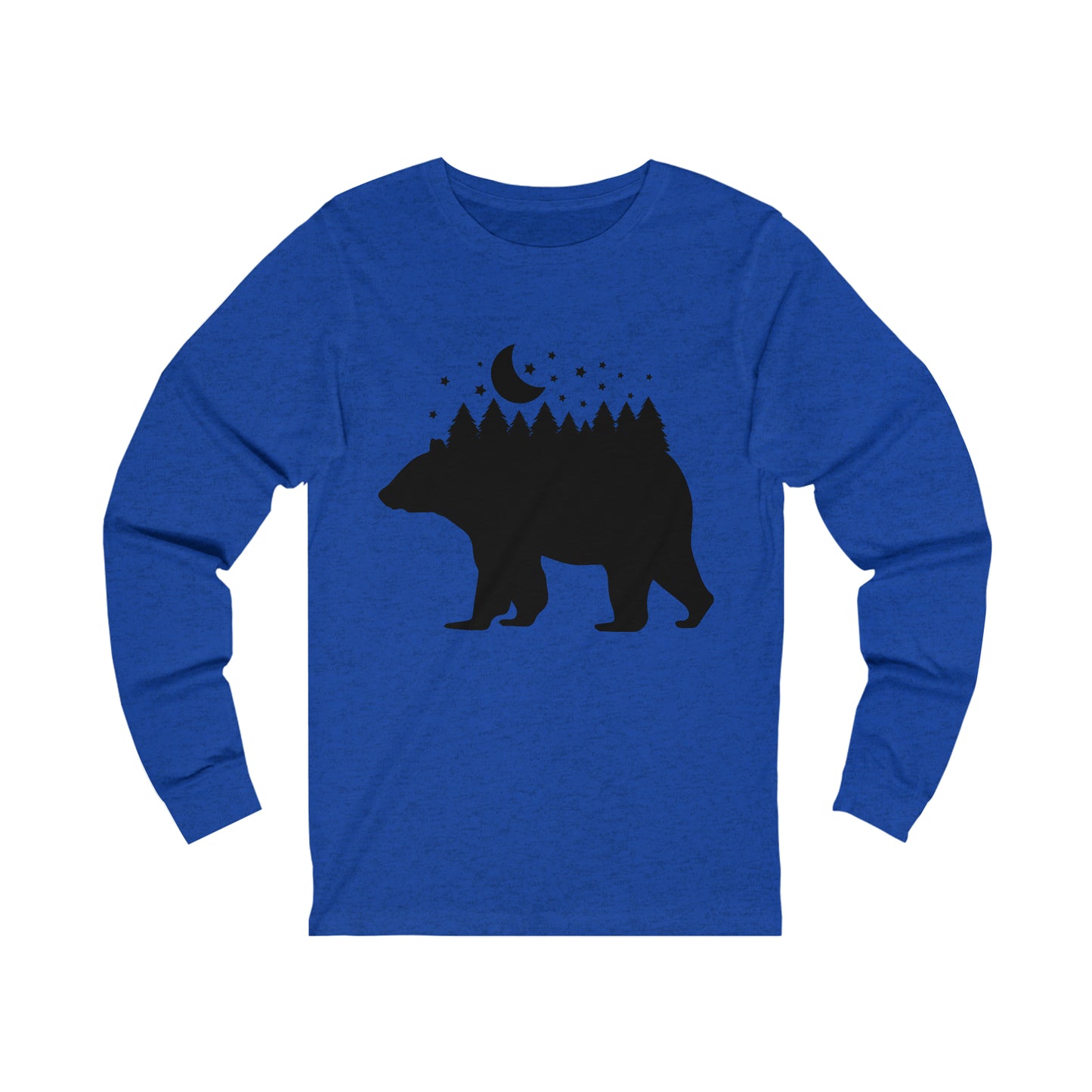 Bear - Forest - Night Sky Long Sleeve Tshirt