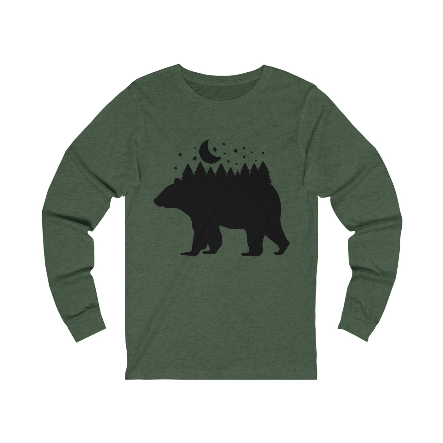 Bear - Forest - Night Sky Long Sleeve Tshirt