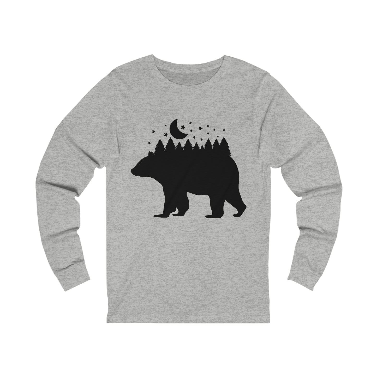 Bear - Forest - Night Sky Long Sleeve Tshirt