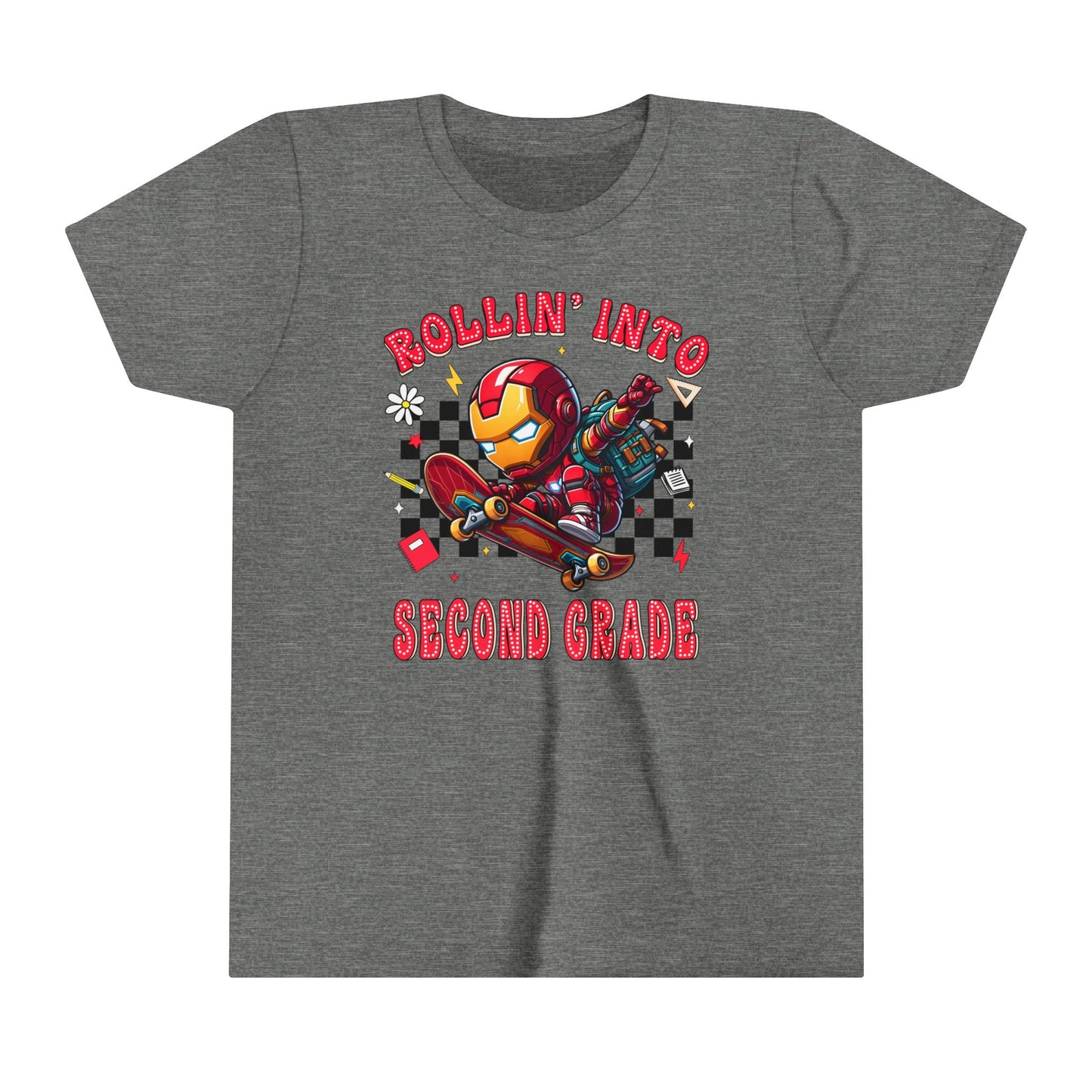IRON MAN - Rollin' Into 2nd Grade Youth Short Sleeve Tee