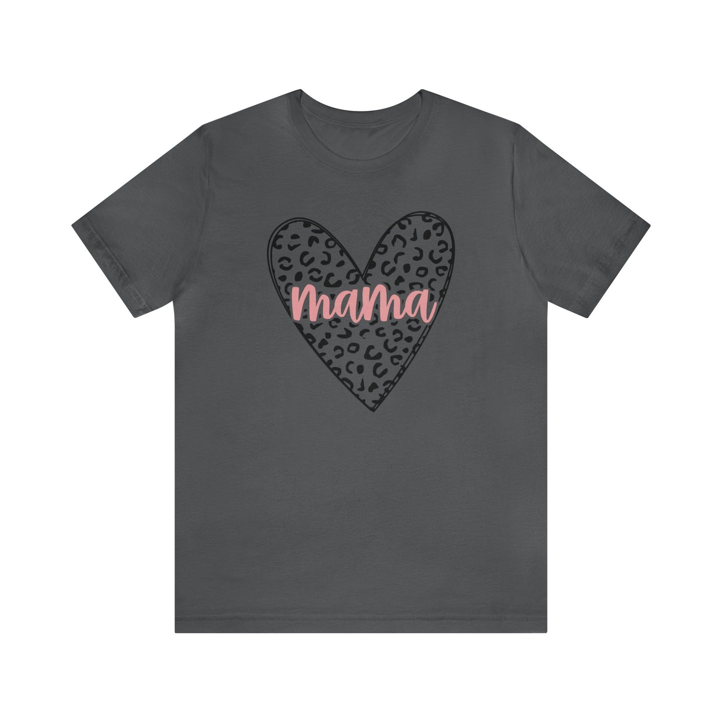 Mama Leopard print heart short sleeve tshirt