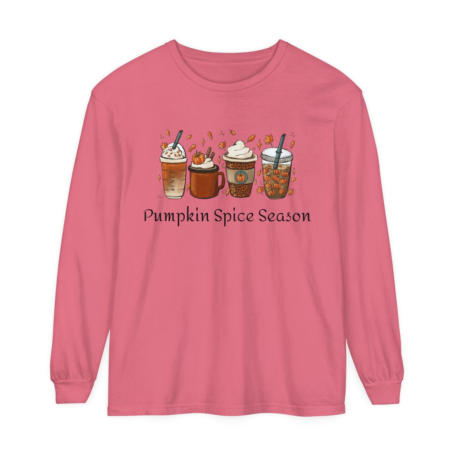 Pumpkin Spice Season Garment-dyed Long Sleeve T-Shirt
