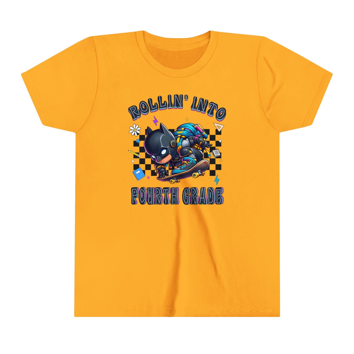 BATMAN - Rollin' Into 4th Grade Youth Short Sleeve Tee