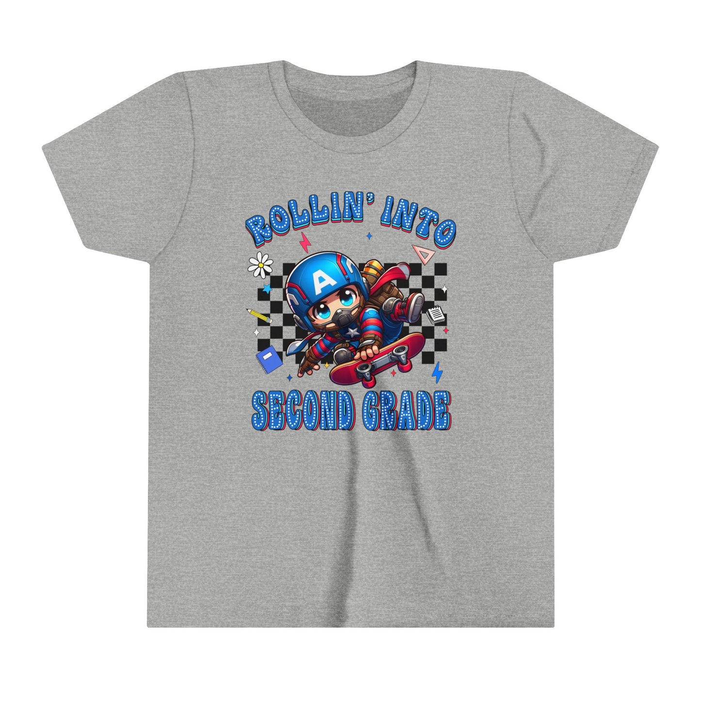 CAPTAIN AMERICA - Rollin' Into 2nd Grade Youth Short Sleeve Tee