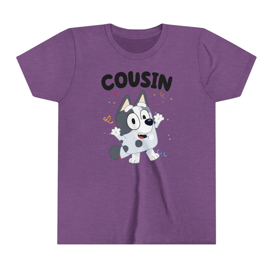 Cousin Muffin Bluey Birthday youth short sleeve Tshirt