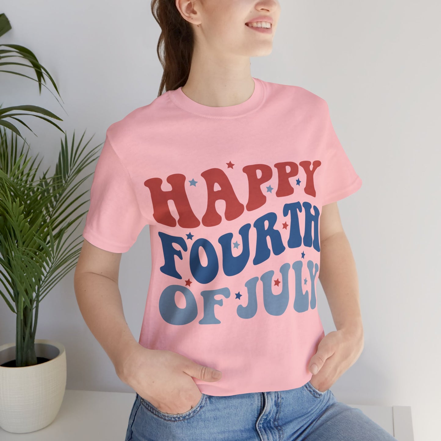 HAPPY FOURTH OF JULY Jersey Short Sleeve Tee