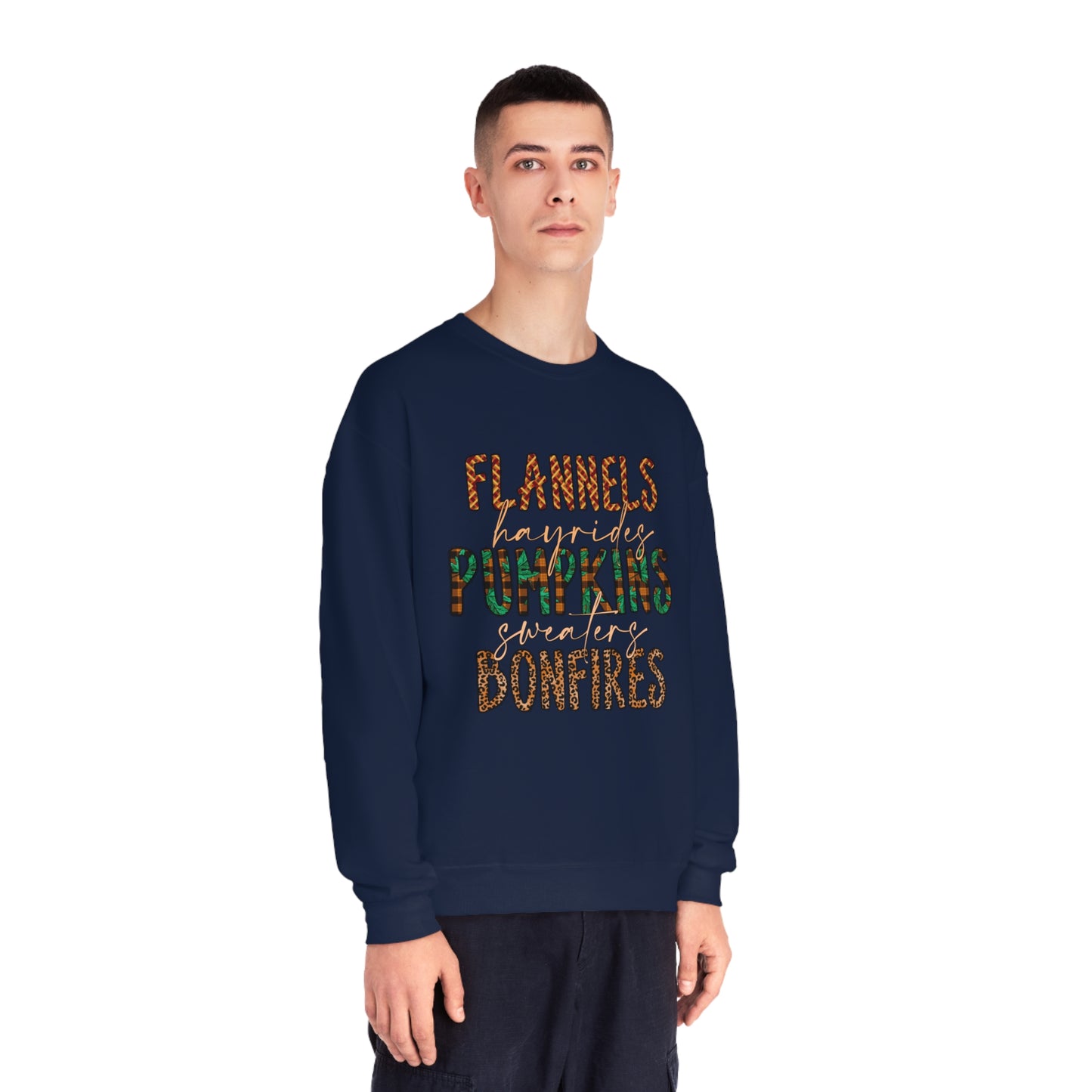 Flannels, Hayrides, Pumpkins, Sweaters, Bonfires Crewneck Sweatshirt