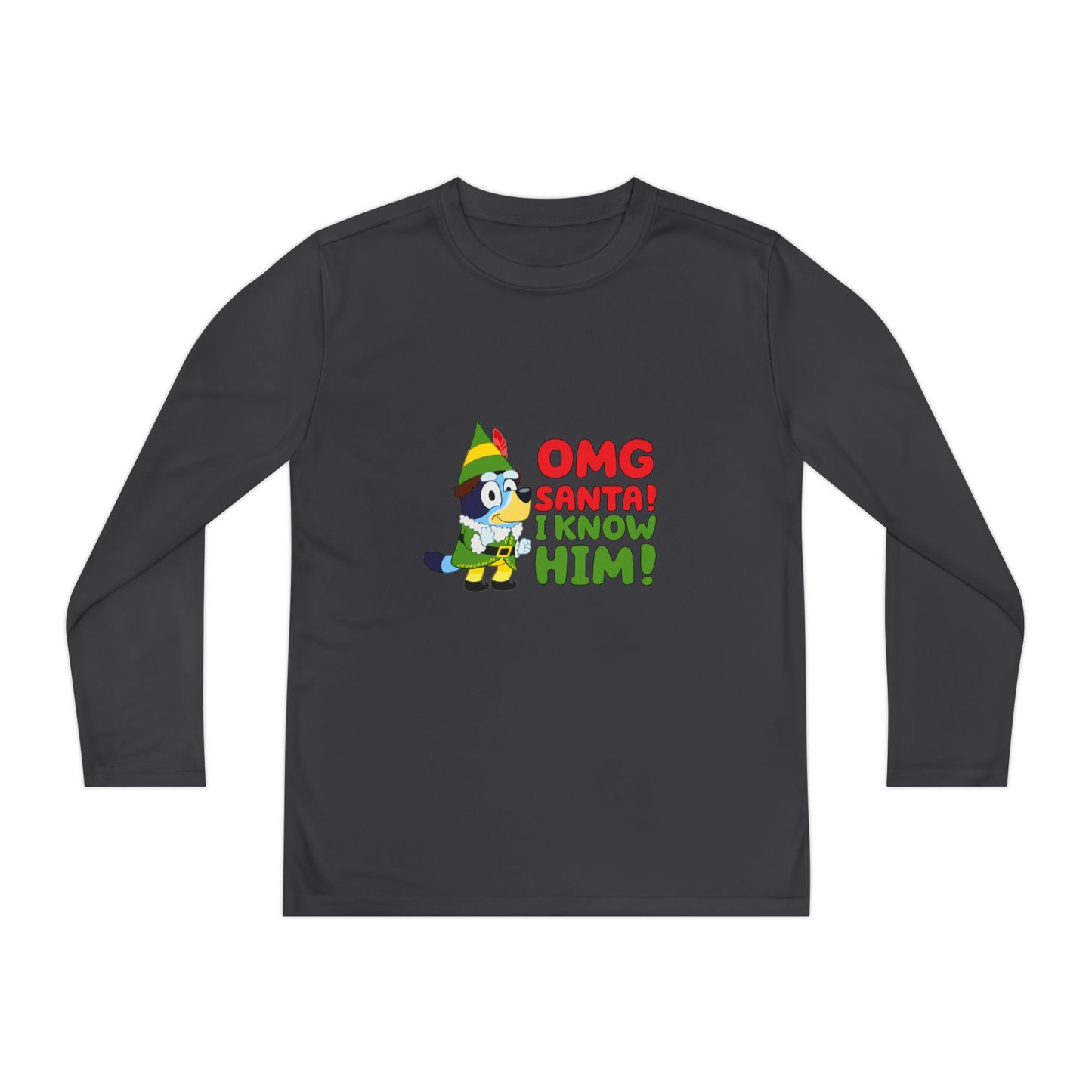 OMG Santa I know him Youth Long Sleeve Competitor Tee