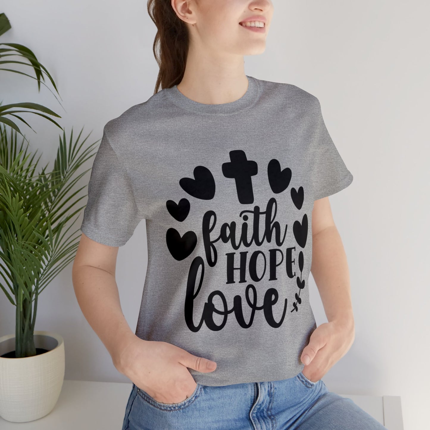 Faith Hope Love (front) Pray (back) Short Sleeve Tshirt