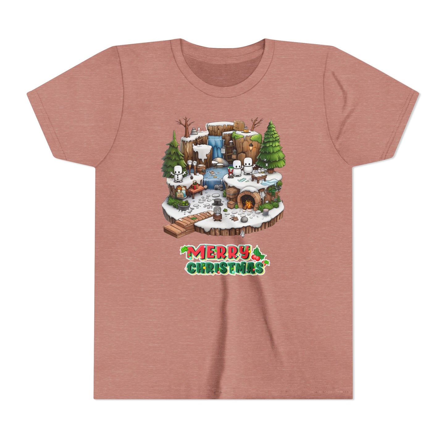 Merry Christmas Mine-craft Youth Short Sleeve Tee