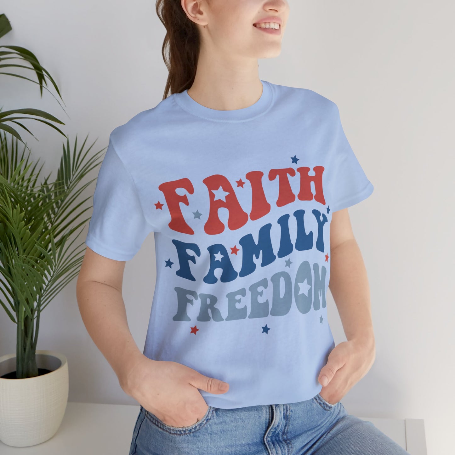 FAITH FAMILY FREEDOM Jersey Short Sleeve Tee