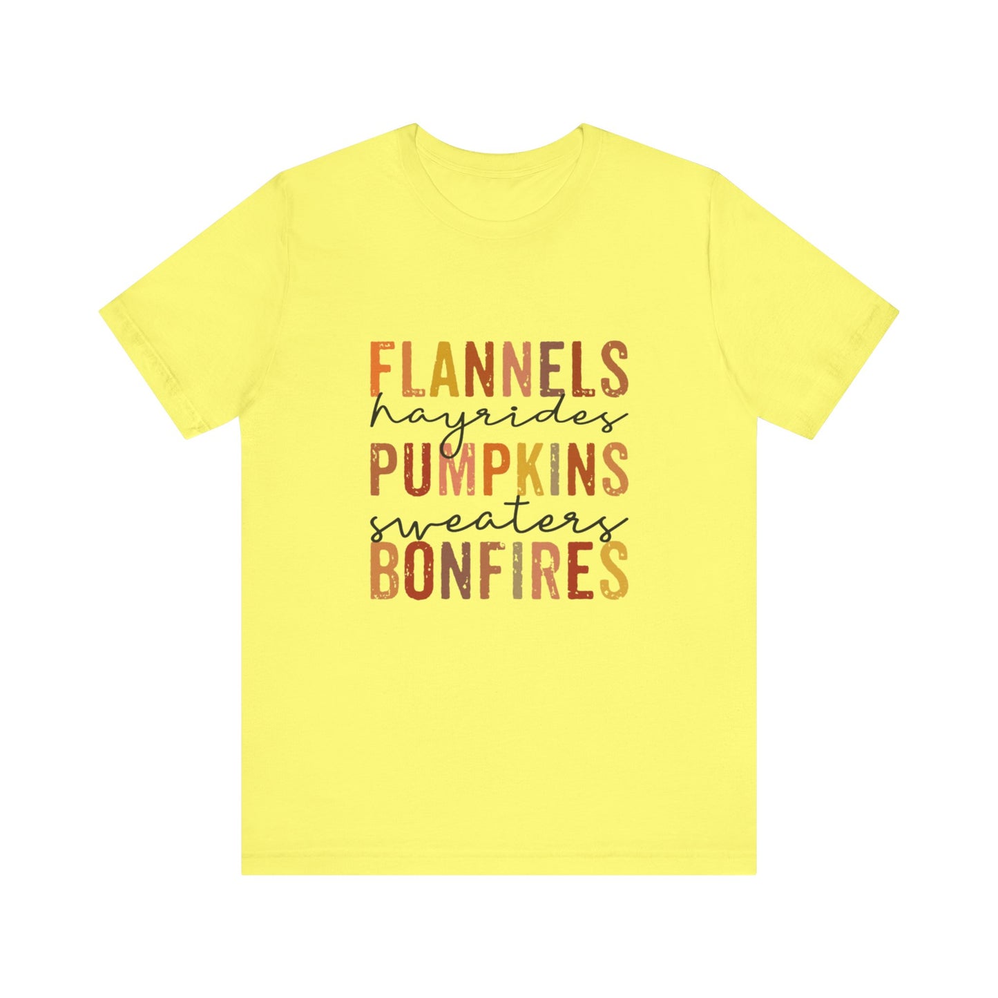 Flannels, Hayrides, Pumpkins, Sweaters, Bonfires Jersey Short Sleeve Tee