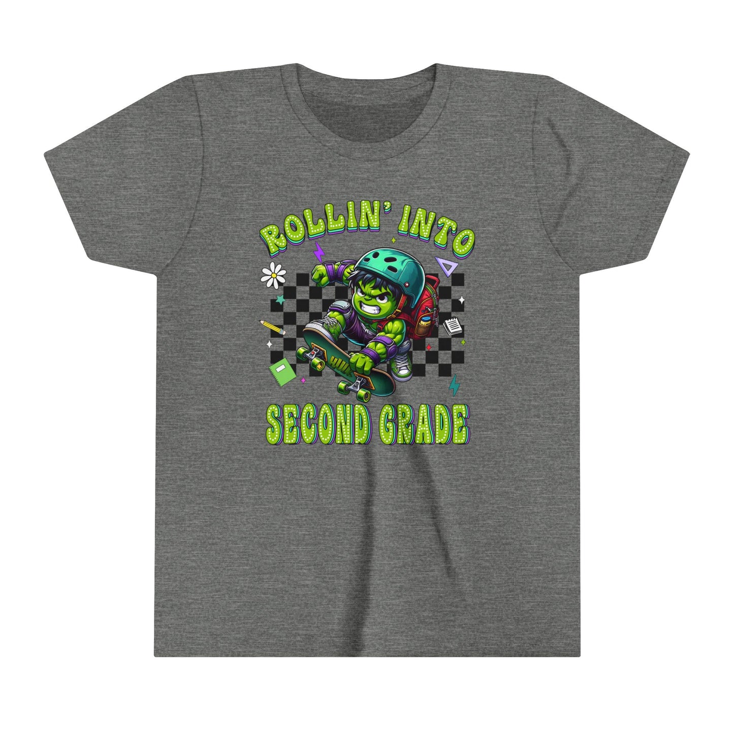 HULK - Rollin' Into 2nd Grade Youth Short Sleeve Tee