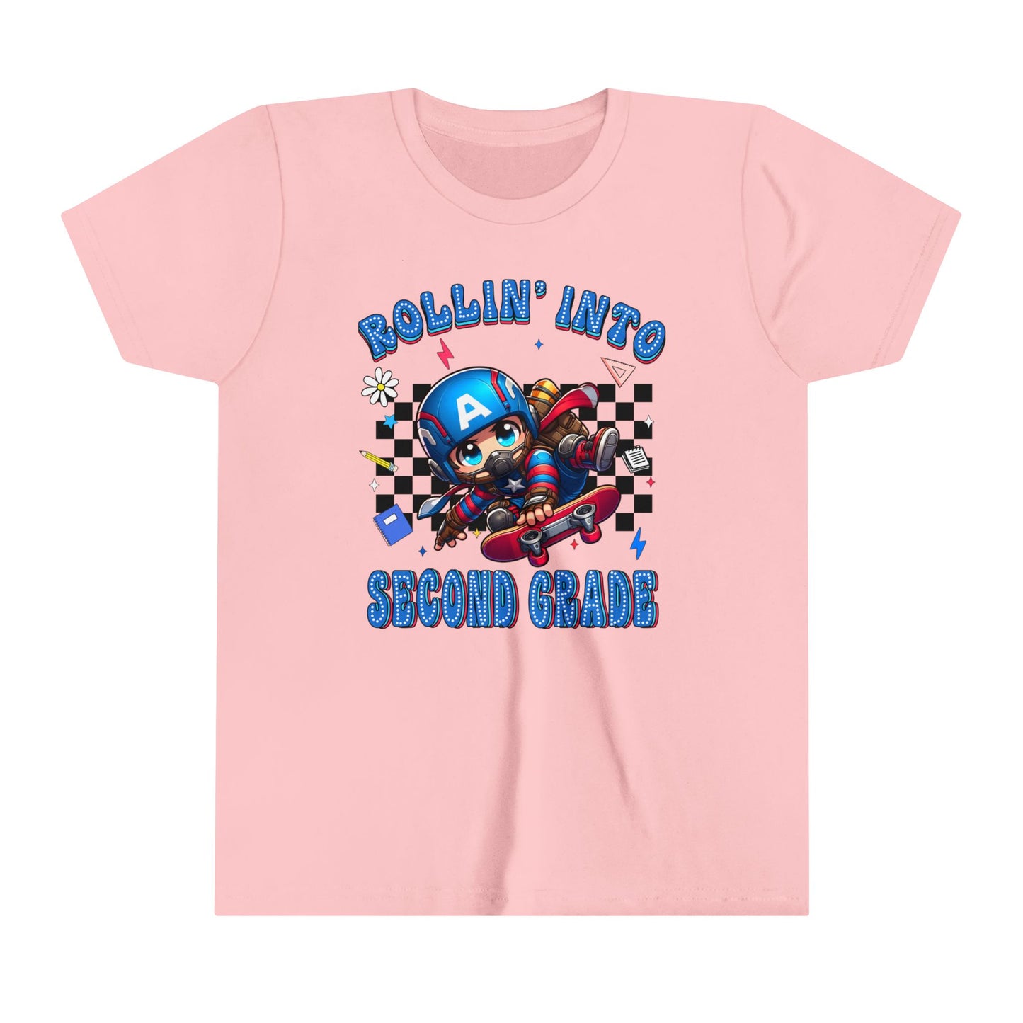 CAPTAIN AMERICA - Rollin' Into 2nd Grade Youth Short Sleeve Tee