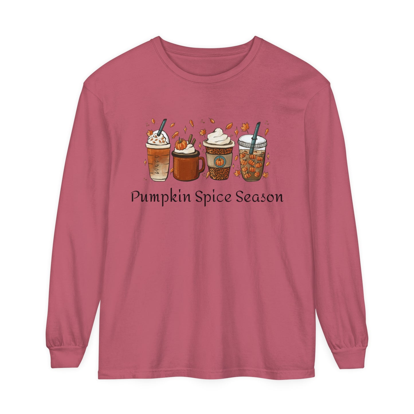 Pumpkin Spice Season Garment-dyed Long Sleeve T-Shirt