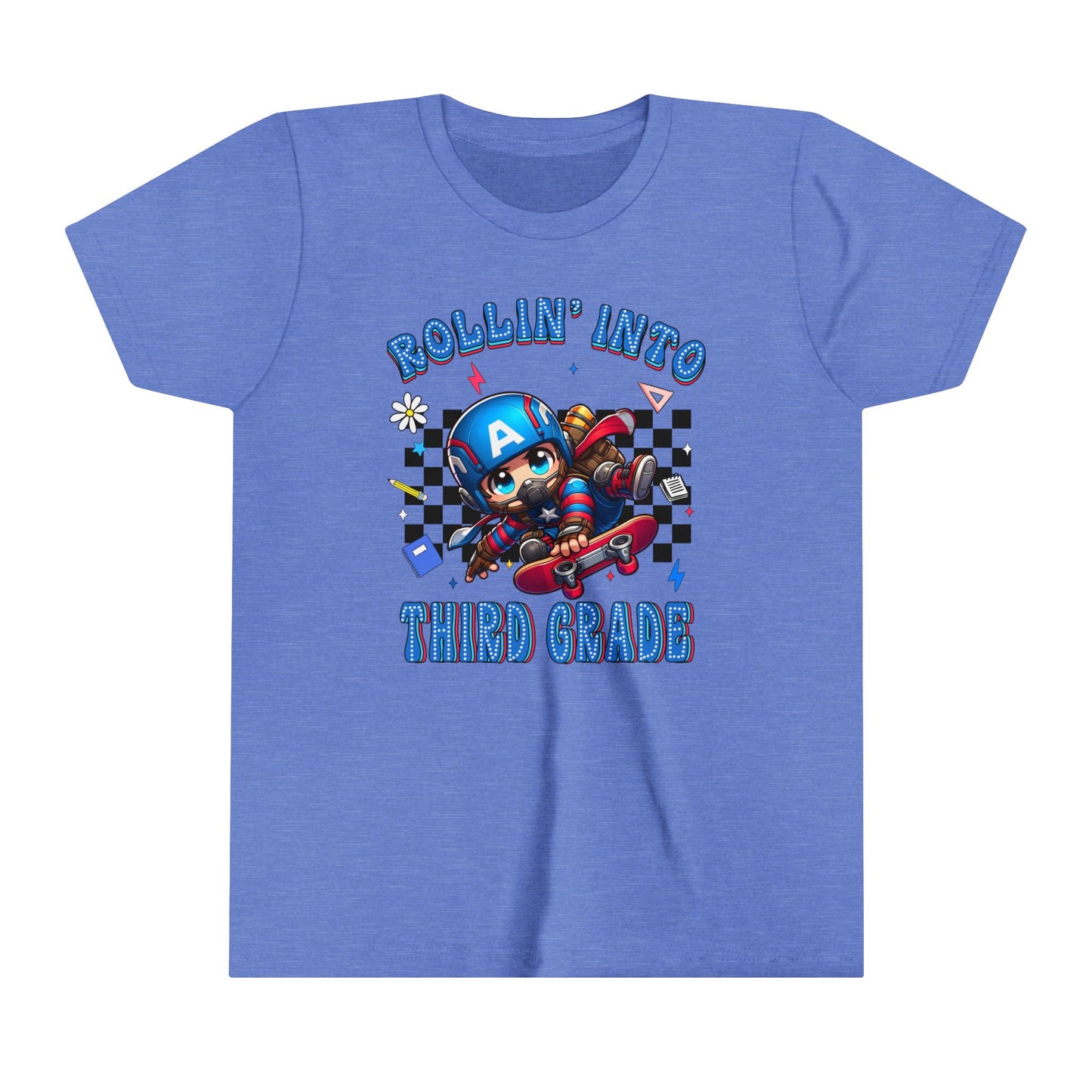 CAPTAIN AMERICA - Rollin' Into 3rd Grade Youth Short Sleeve Tee